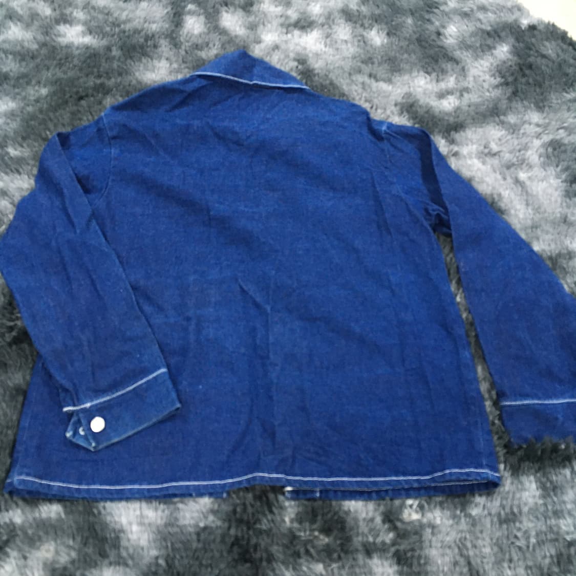 투티/0257 USA 빈티지 미국 실버 버튼 데님 셔츠 상품이미지5