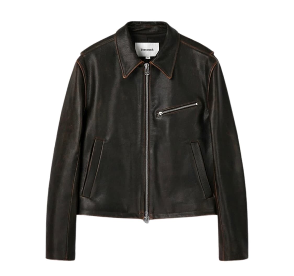 토니웩 24fw 카프레더 크롭자켓 빈티지 트리트먼트 브라운 L 상품이미지1