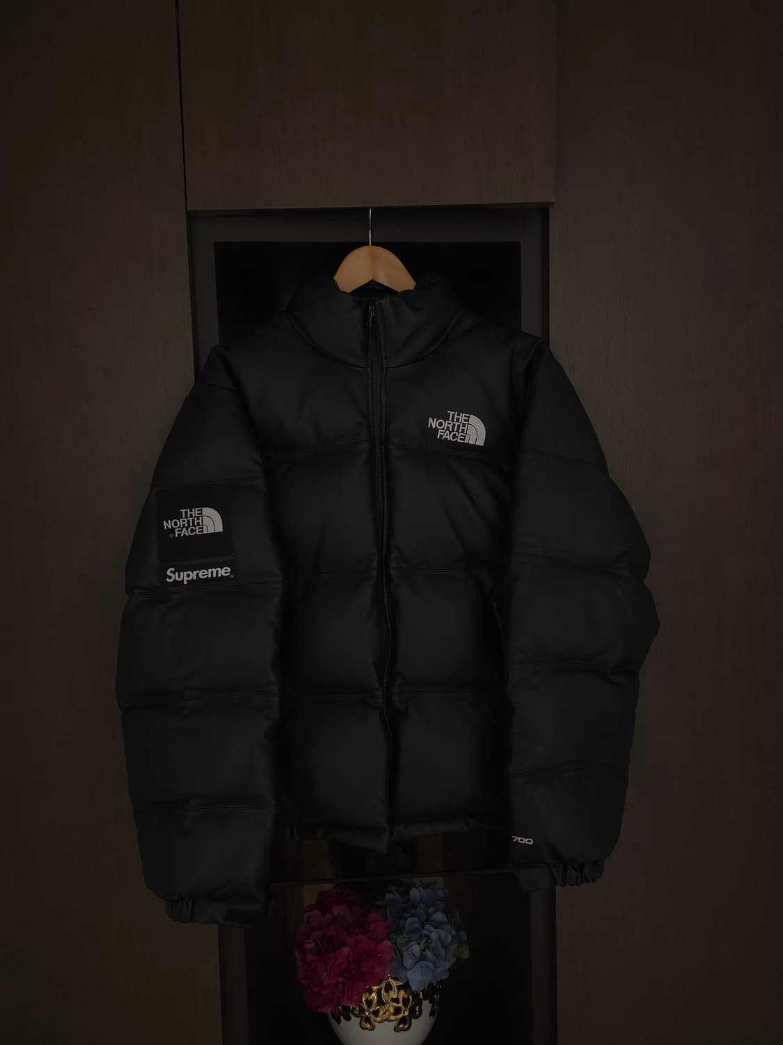 [M] 슈프림 노스페이스 레더 눕시 패딩 블랙 상품이미지1