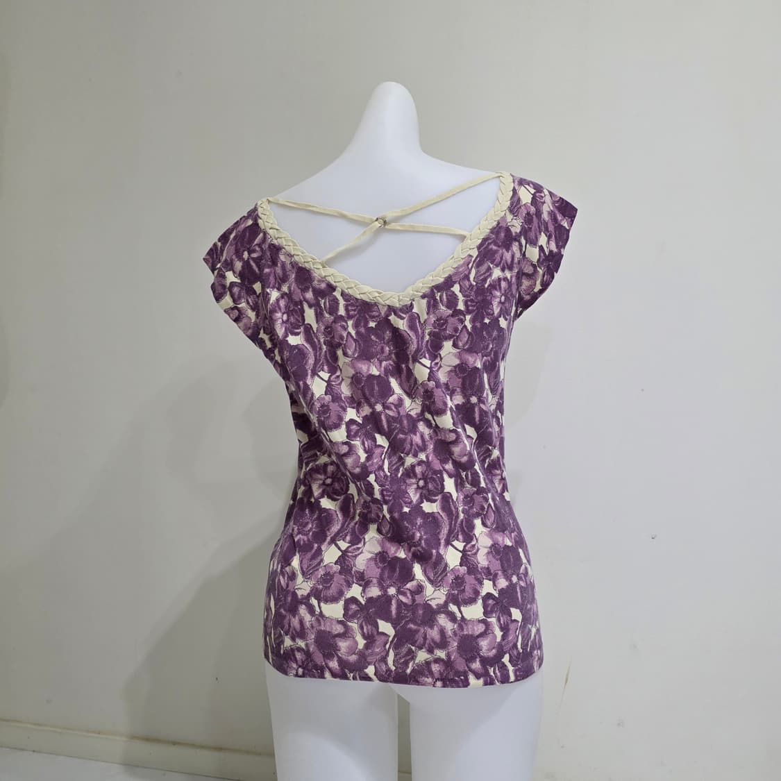 일본빈티지 indivi)오네갸루st 퍼플 모리걸 등포인트 플로럴슬리브리스 상품이미지3