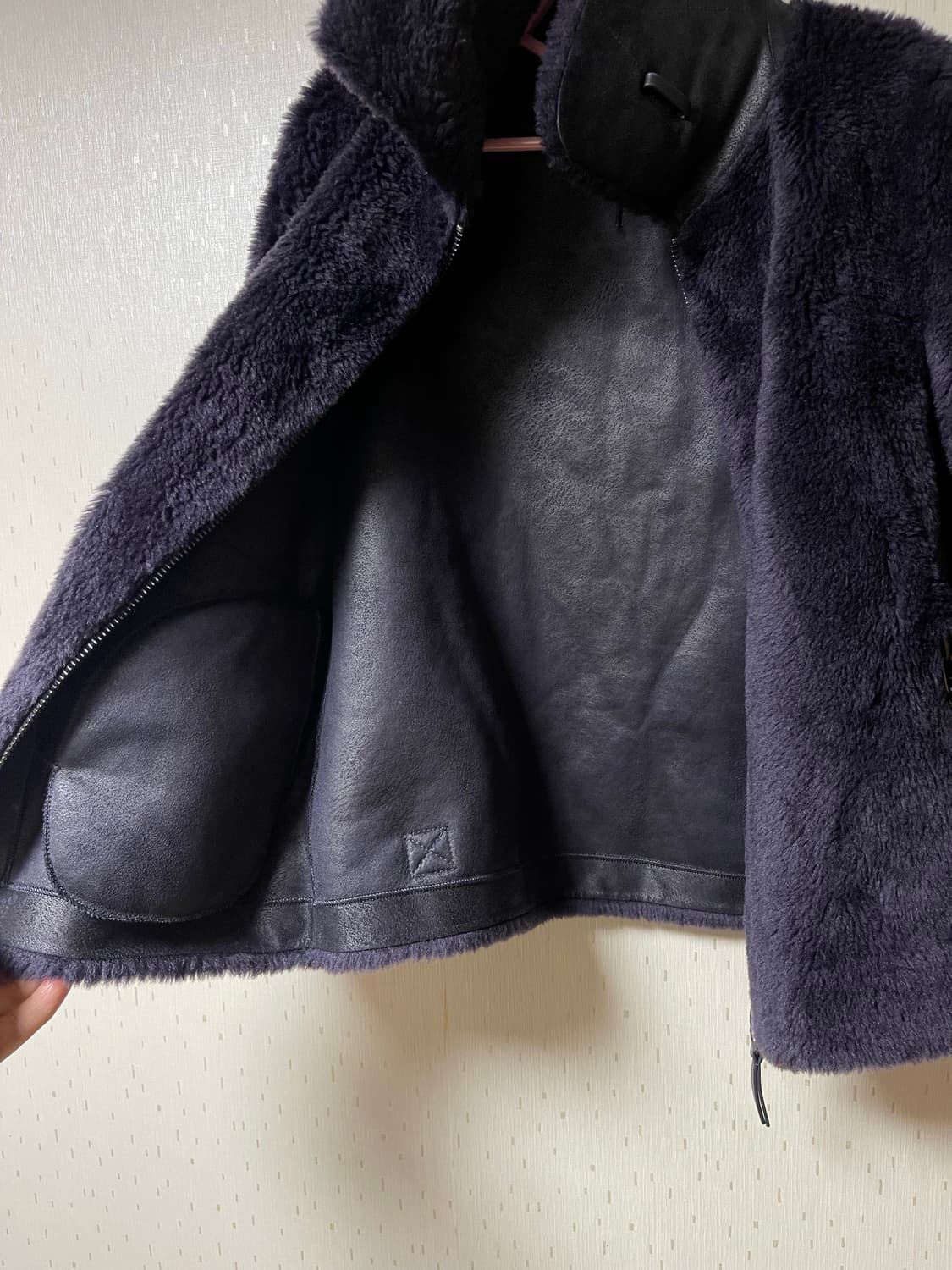 루나코어스 정품 천연 호주산 양모 자켓 보라색 상품이미지5