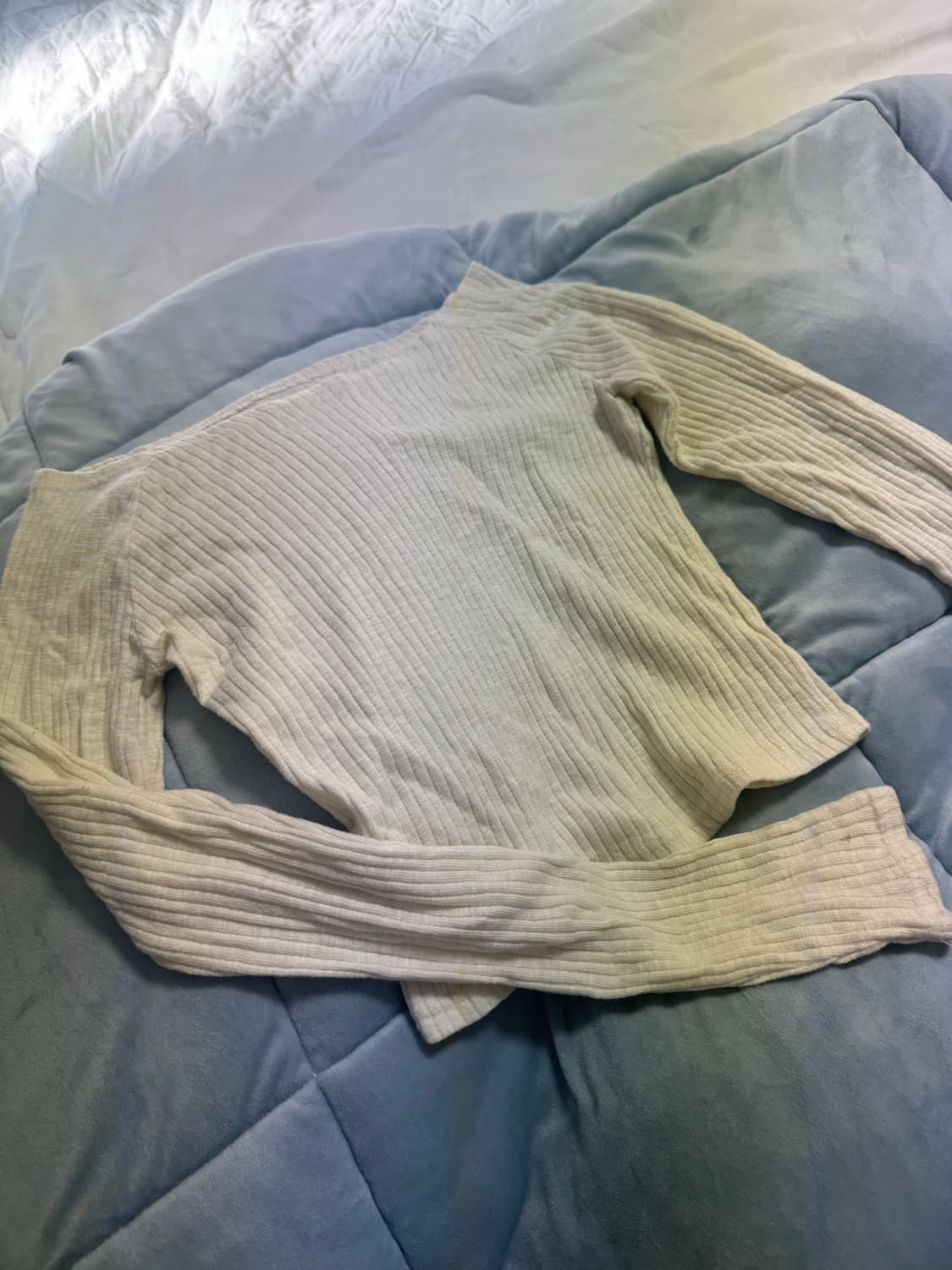 [여리함미치는데일리템🙊] 크림퐁 오프 골지 텐션 긴팔티  상품이미지2