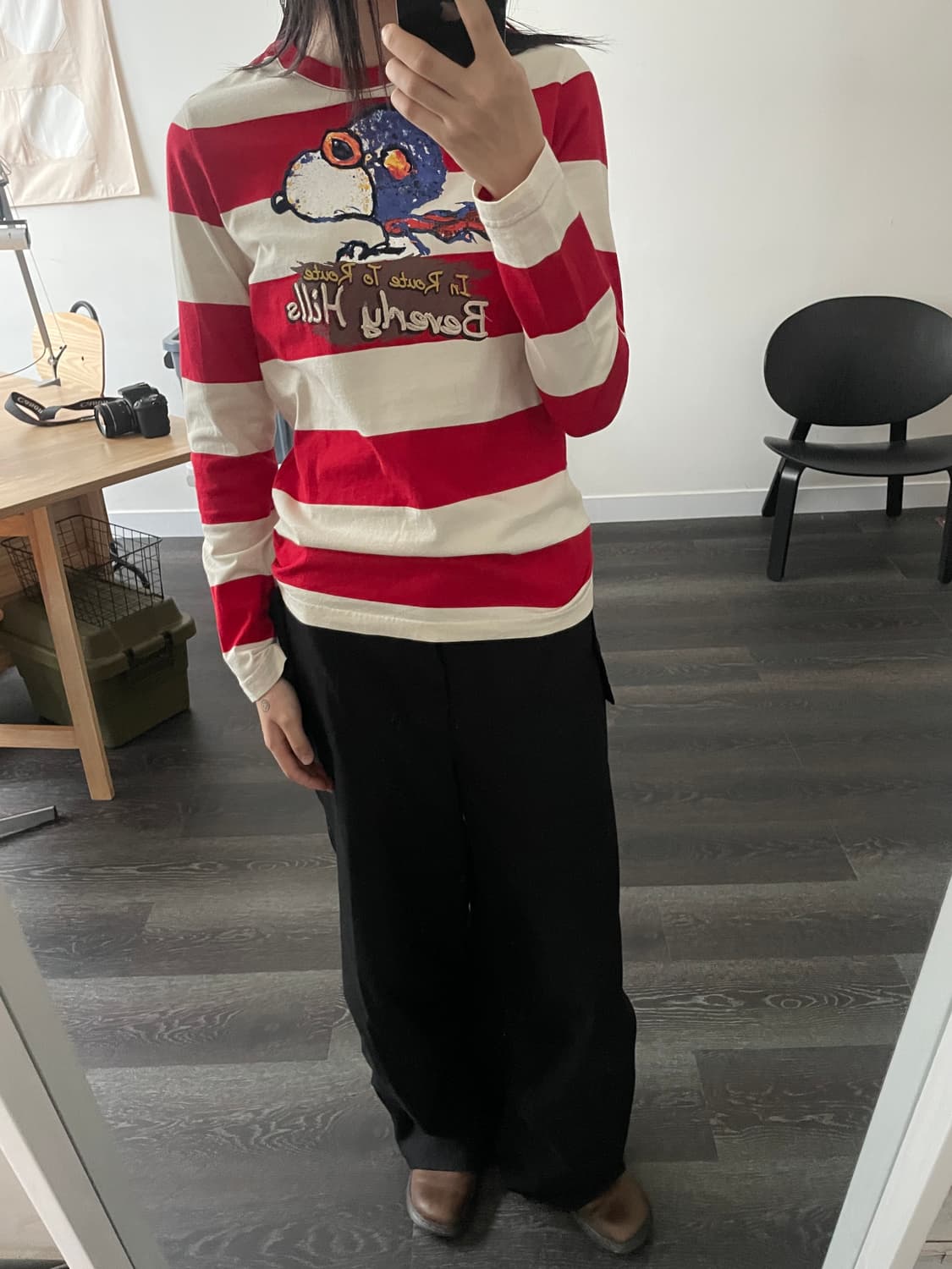  NII Snoopy stripe t shirt (착용컷) 상품이미지7