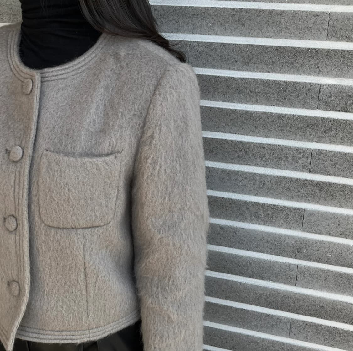 모헤어 울 자켓 - 카키베이지 상품이미지1