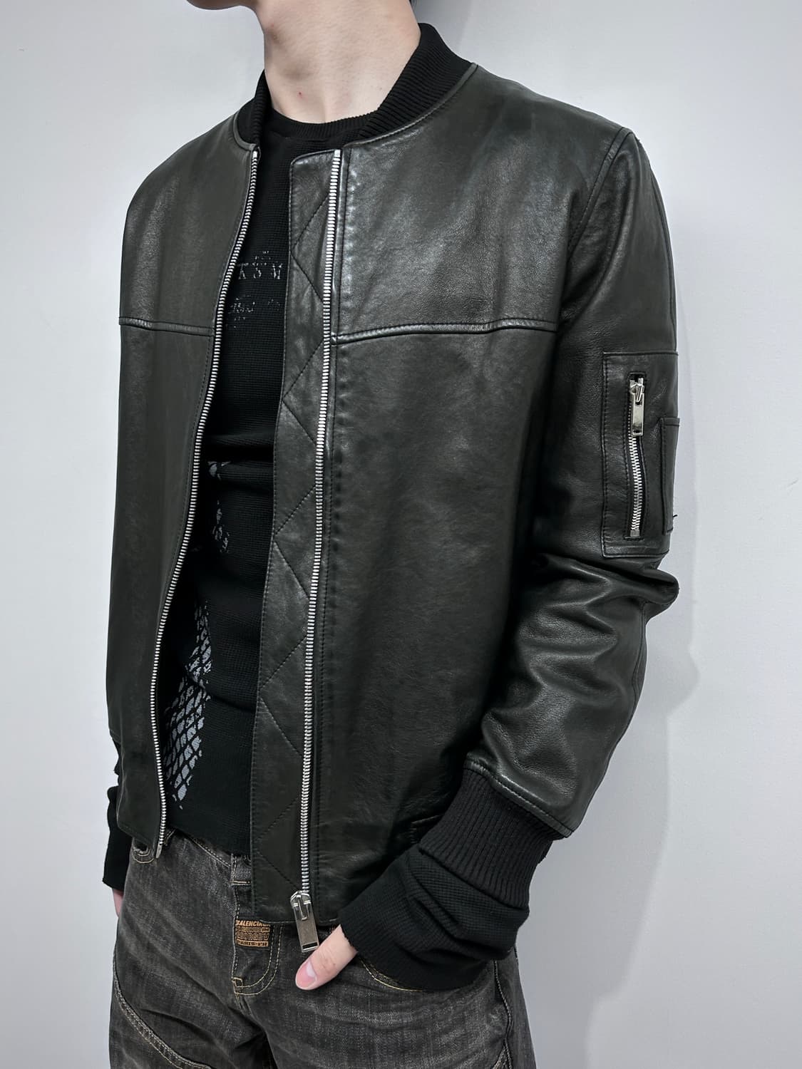 이탈리안 싱글 봄버 램스킨 자켓 상품이미지3