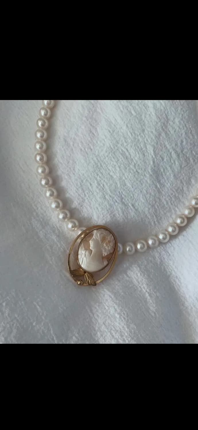 앤틱 리얼 카메오 이어링&브로치 상품이미지4