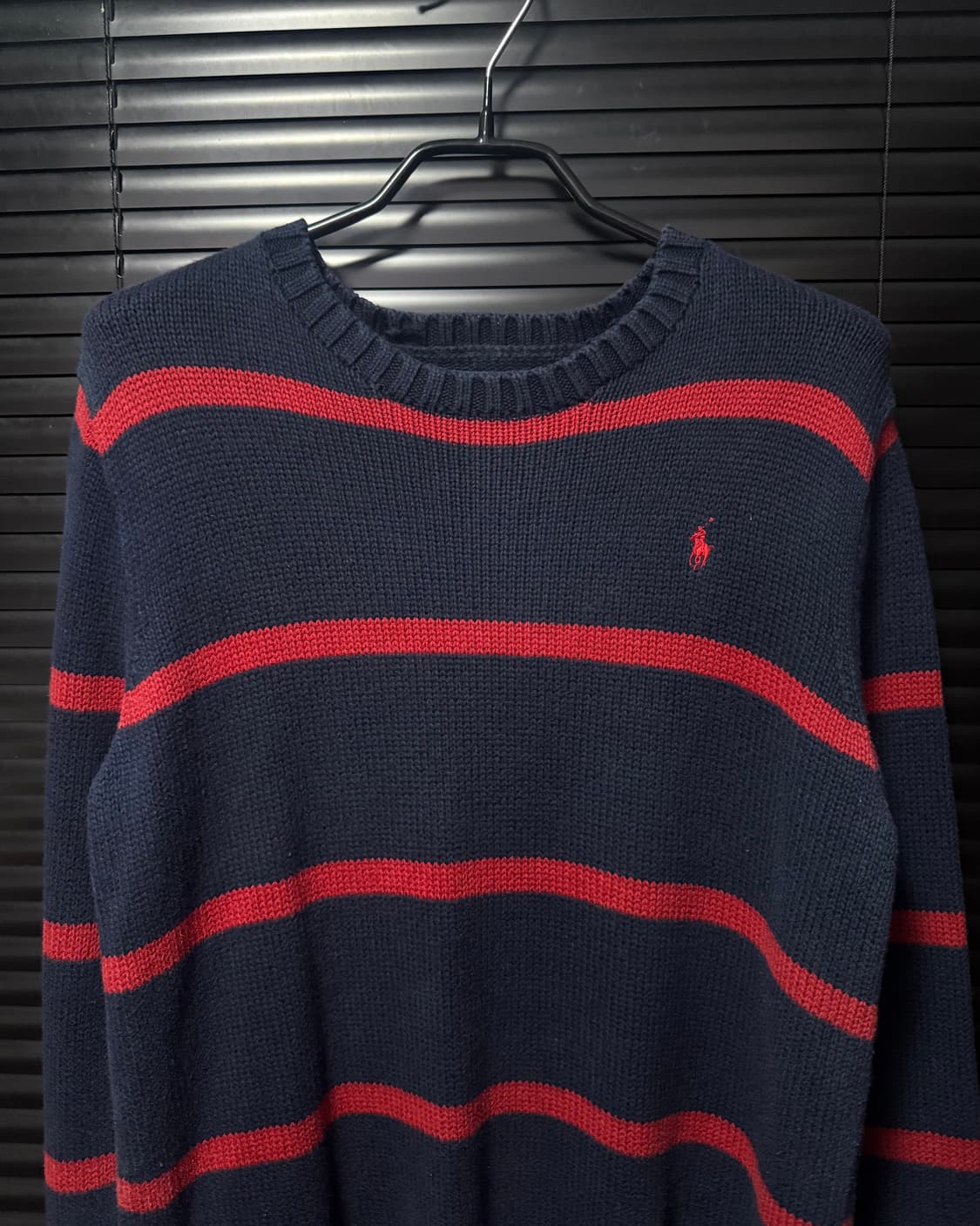 폴로 랄프로렌 네이비 남색 레드 빨강 스트라이프 단가라 니트 스웨터 여성 상품이미지3