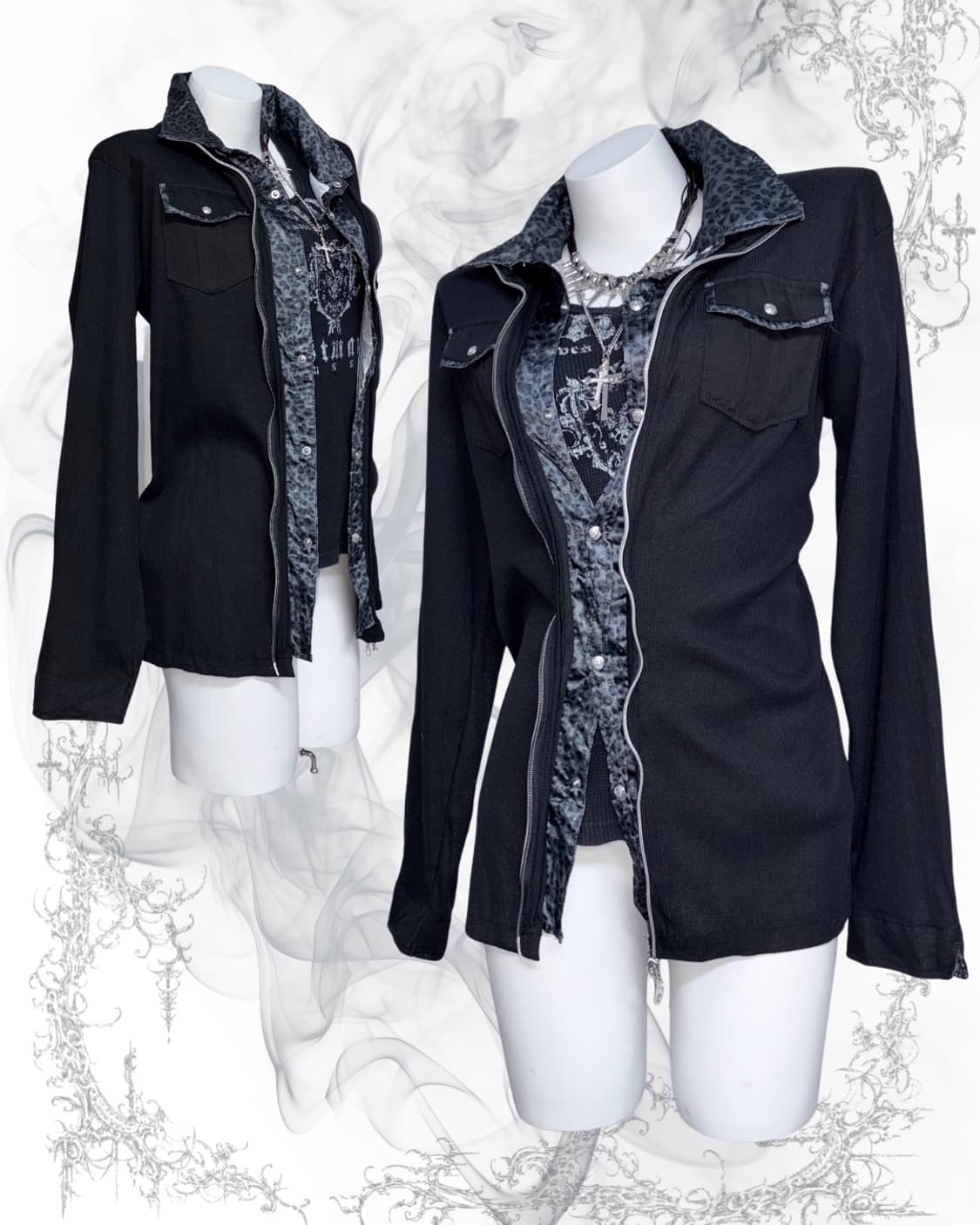 블루그레이 호피 갸루펑크 3pcs 세트🏴‍☠️🏴‍☠️🏴‍☠️ 상품이미지2