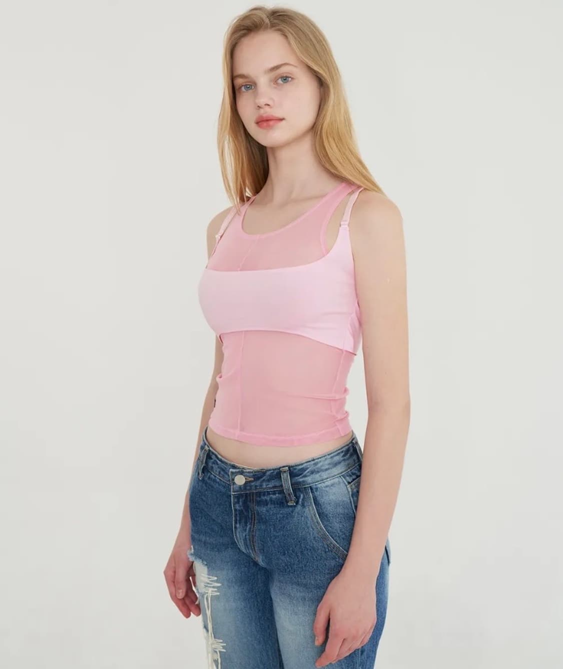 오드원아웃 레이어드 메쉬 슬리브리스 상품이미지4