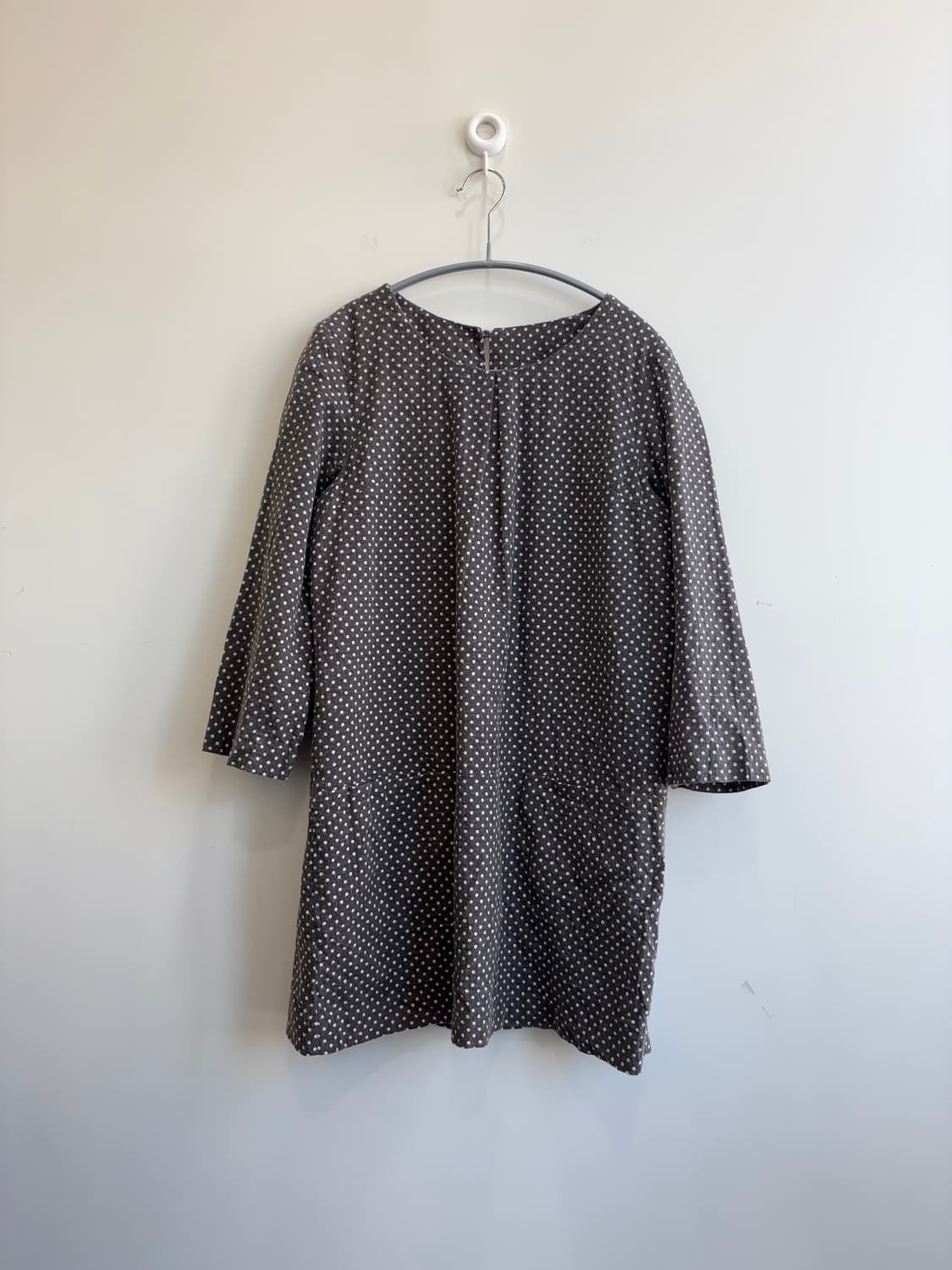 muji europe 애쉬베이지 땡땡이 레이어드 롱 블라우스 상품이미지1