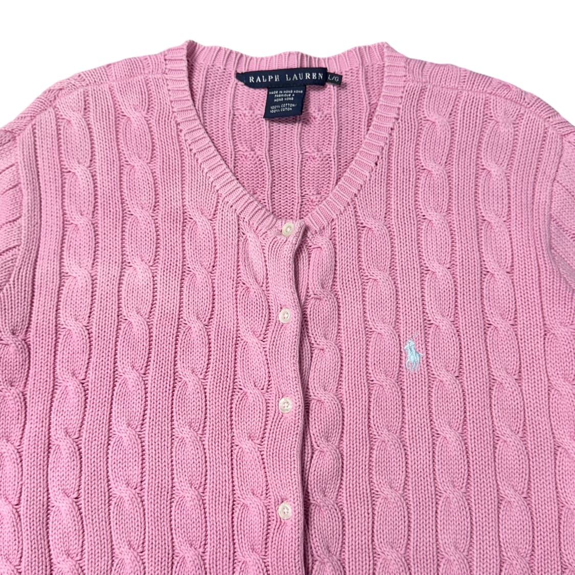 (L) 폴로 랄프로렌 케이블 니트 가디건 핑크 상품이미지2