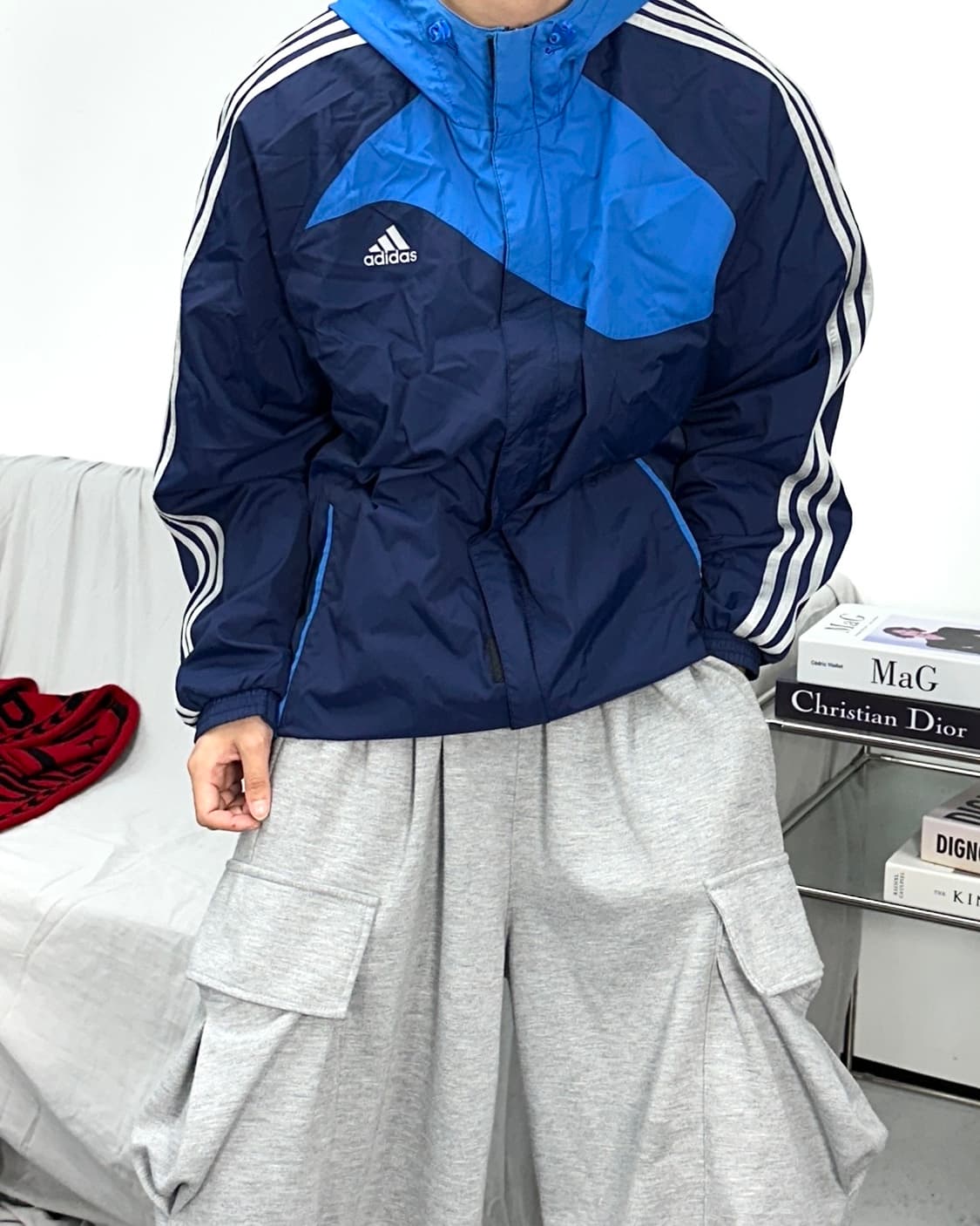 아디다스 00s 블루 배색 바람막이 L 상품이미지2