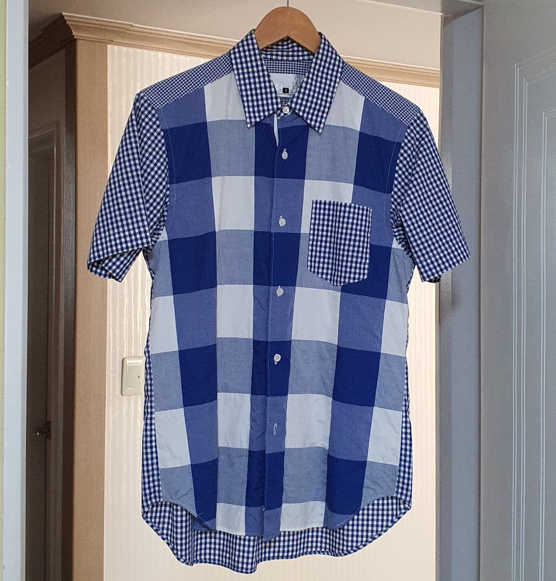 간류 꼼데가르송 패치워크 체크 반팔 셔츠 상품이미지4