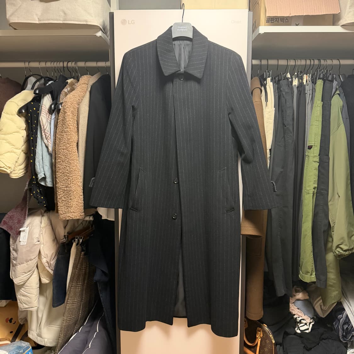 빈티지 캐시미어 롱코트 스트라이프 (105) 상품이미지1