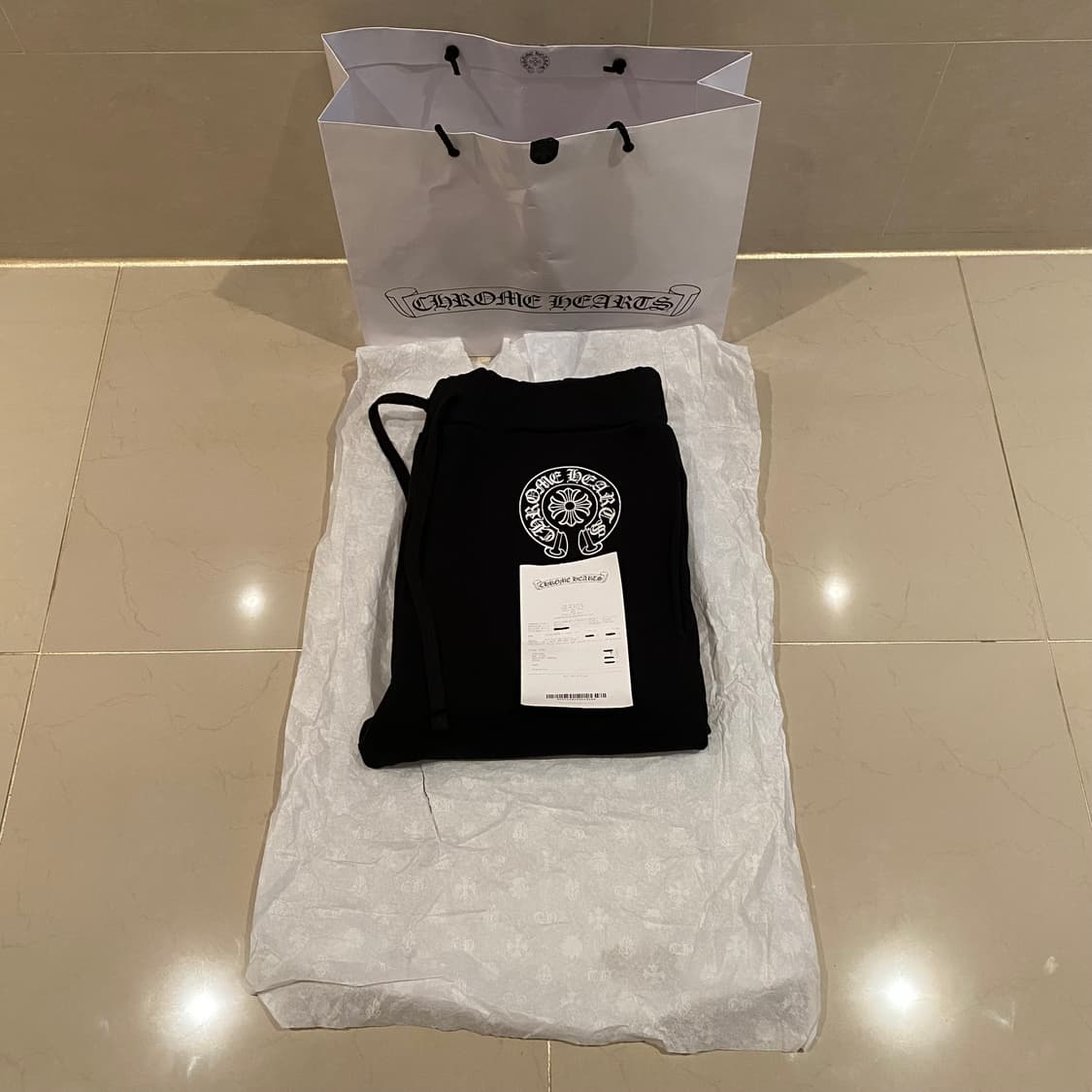 [L] 크롬하츠 홀스슈 로고 백 포켓 스웨트팬츠 블랙 상품이미지5