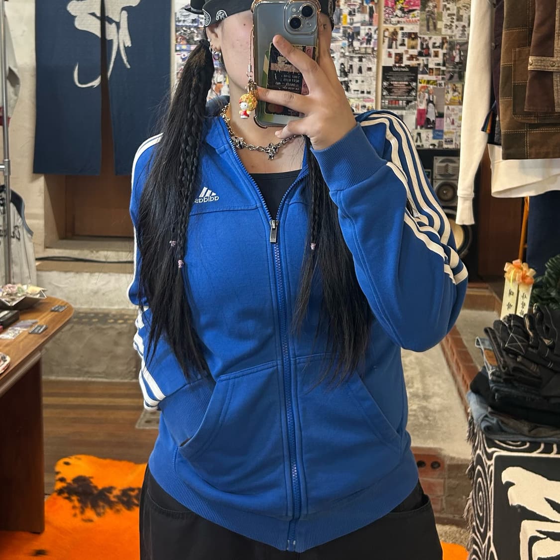 아디다스 블루 사이드 라인 후드집업 상품이미지2