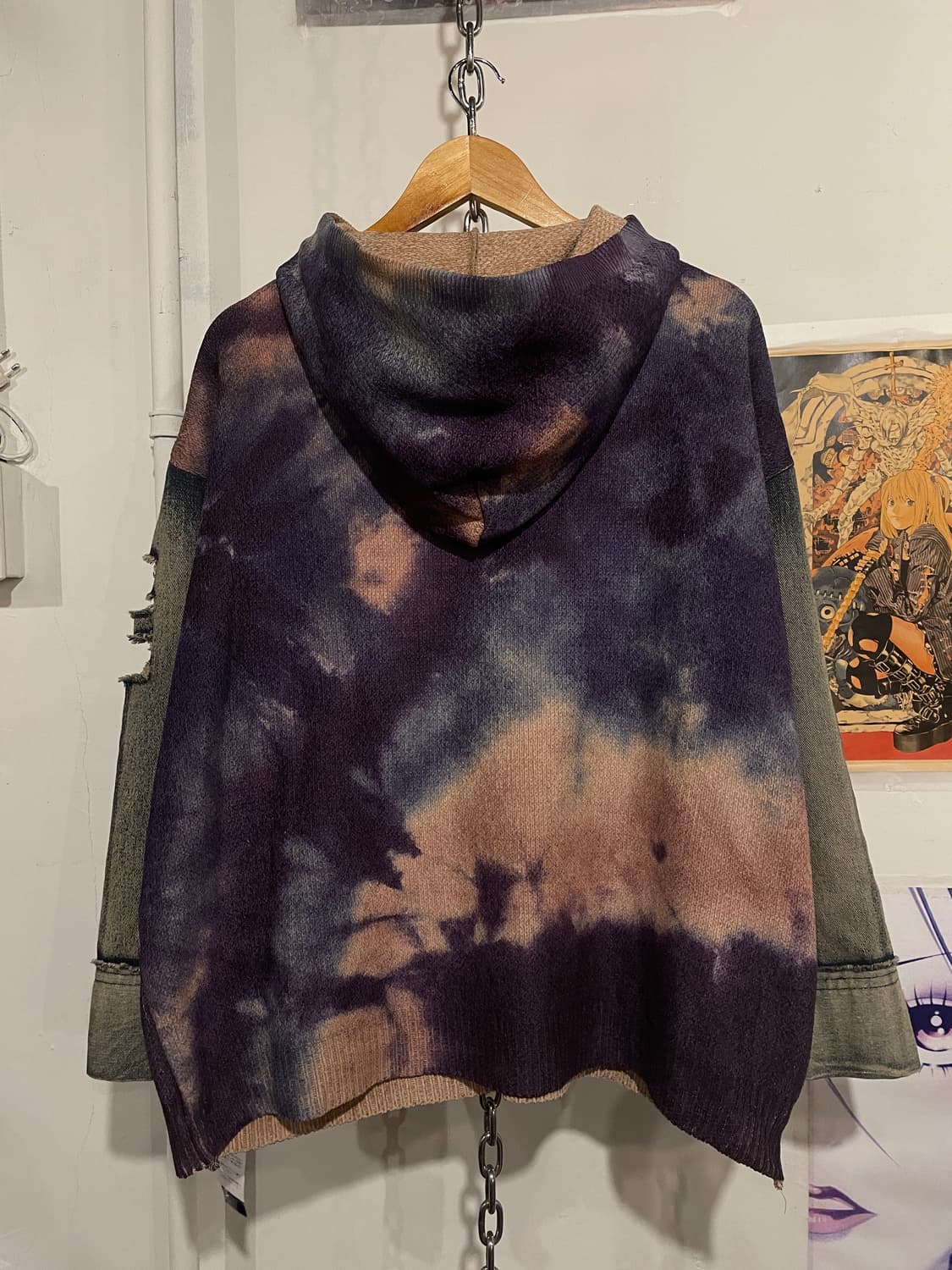 곰돌이 비즈 데미지 디테일 워싱 오버핏 후드티 상품이미지5