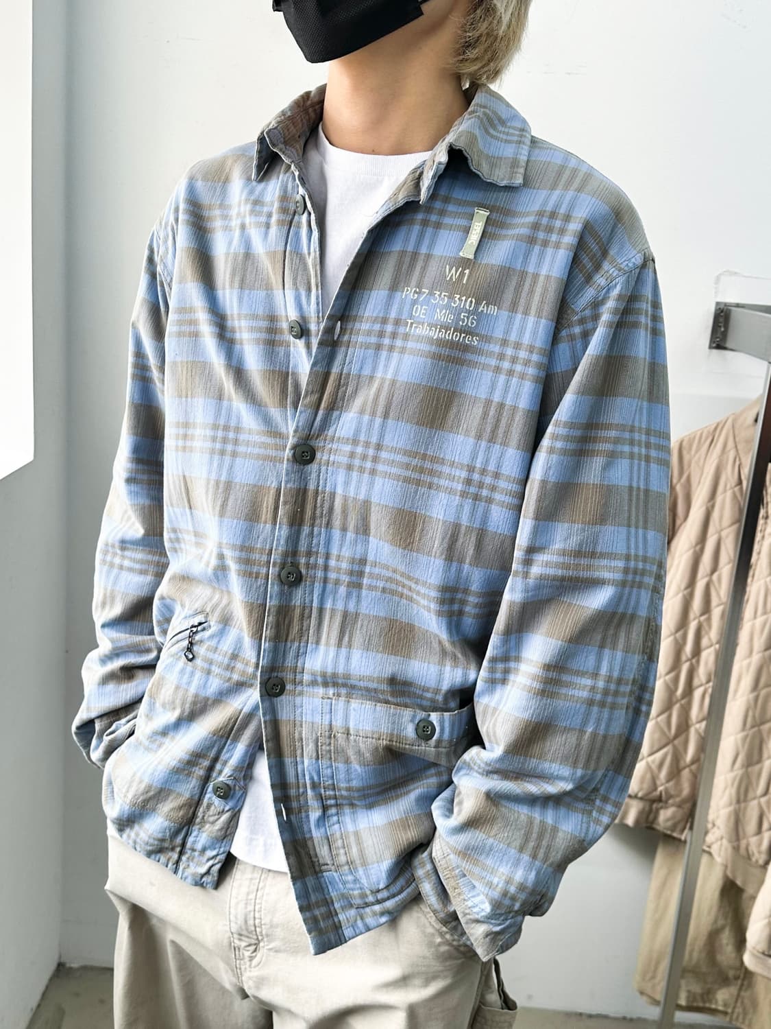 디젤 퀼팅 라이닝 블루 체크 셔츠 자켓 상품이미지1