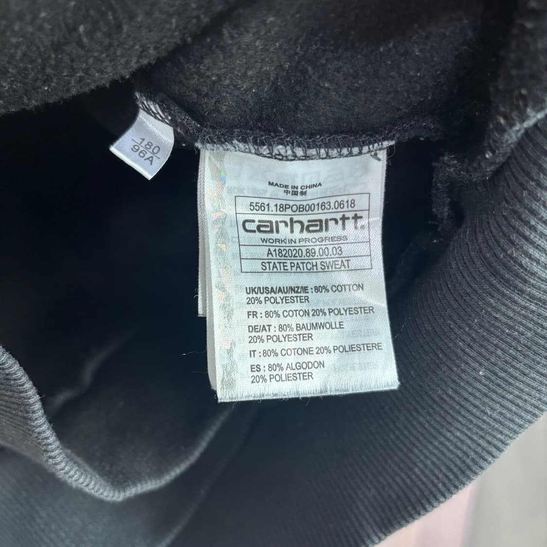 칼하트 wip 스테이트 패치 맨투맨 블랙 상품이미지3