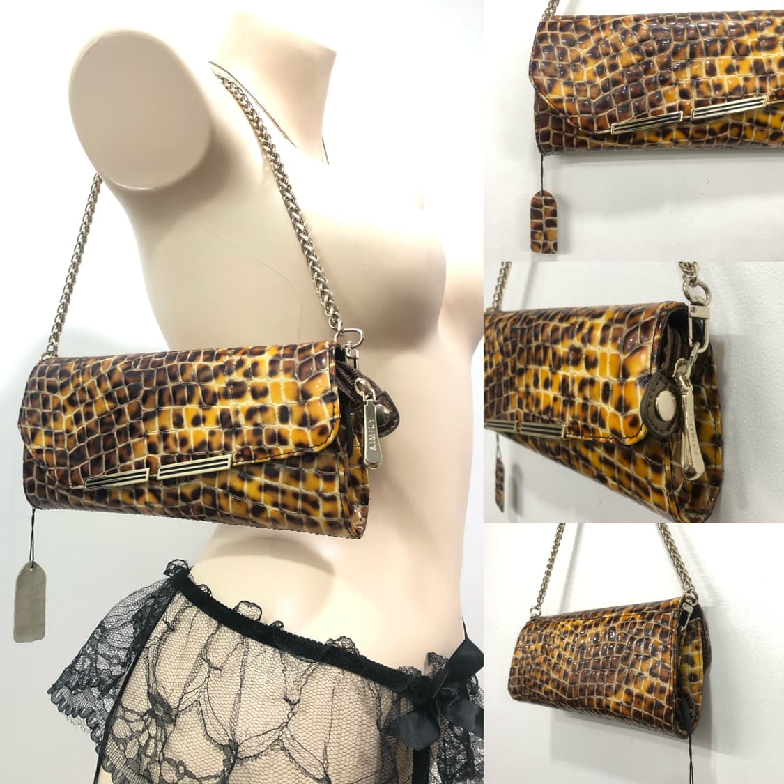 snakeskin leather chain shoulder bag  상품이미지1