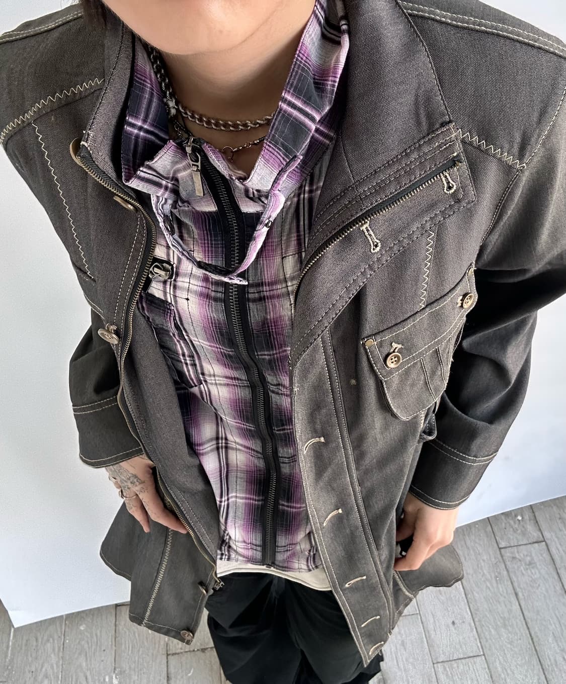 stitch point half neck trench coat 상품이미지2
