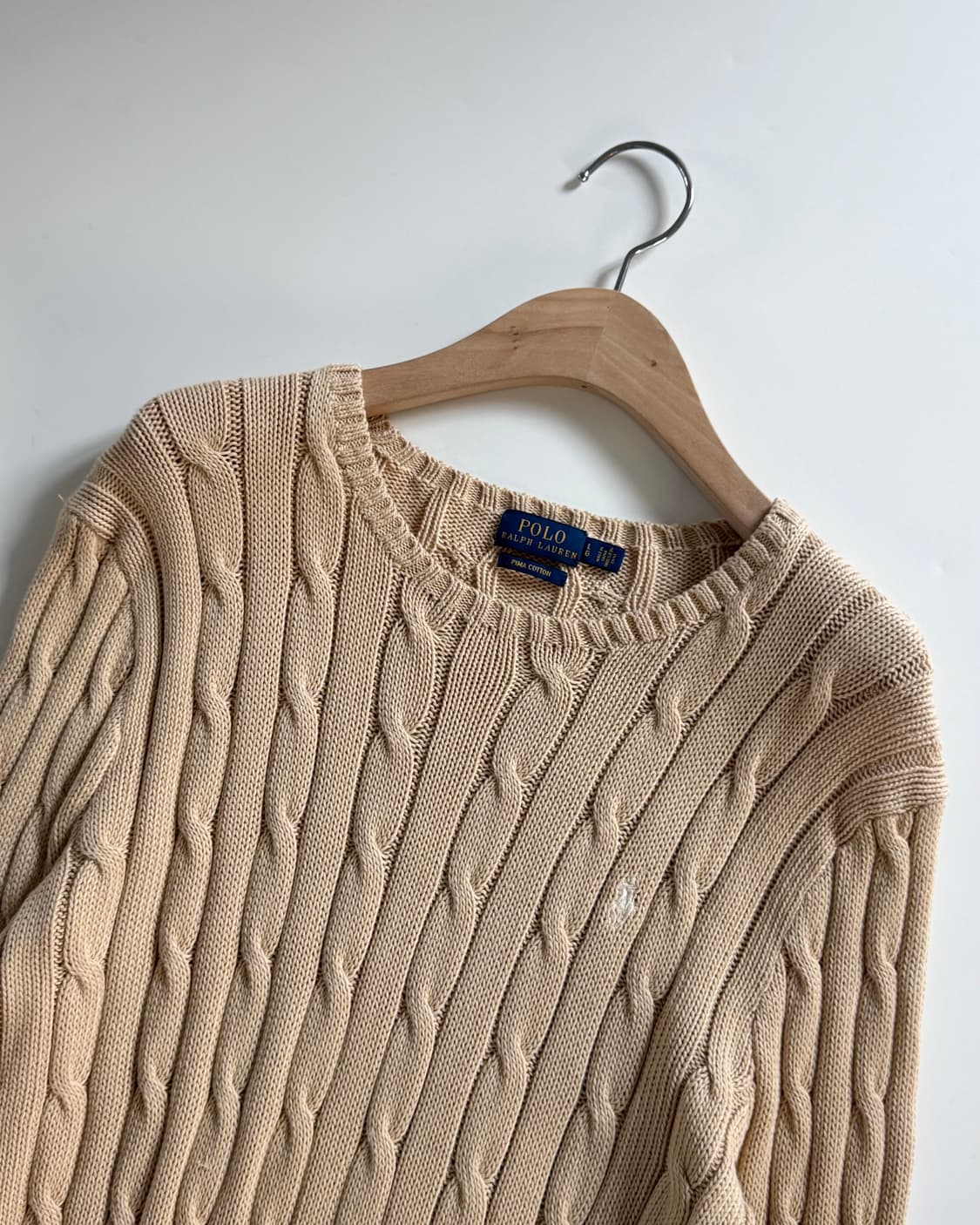 Polo 폴로 랄프로렌 신형 피마코튼 라이트베이지 케이블 니트 상품이미지3