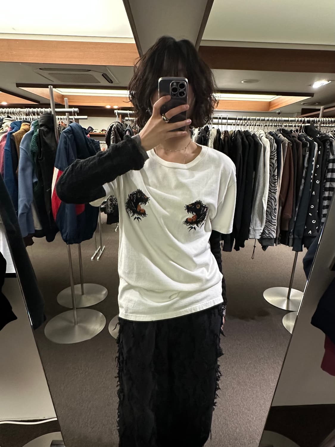 L)토요 엔터프라이즈 빈티지 블랙 타이거 자수 스카 티셔츠 상품이미지1