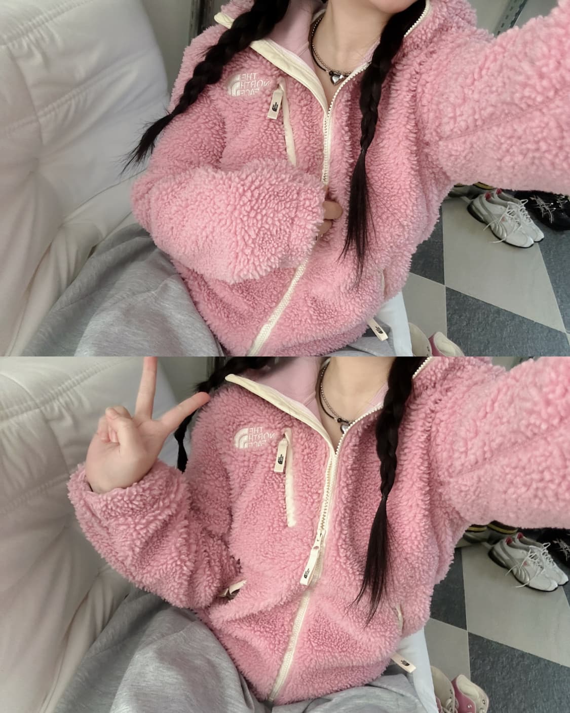 노스페이스 베이비핑크 플리스 후드집업  상품이미지3