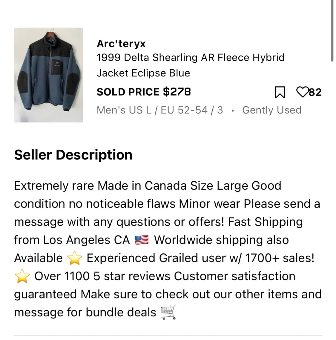 90s 아크테릭스 델타 시어링 AR 플리스 자켓 상품이미지5