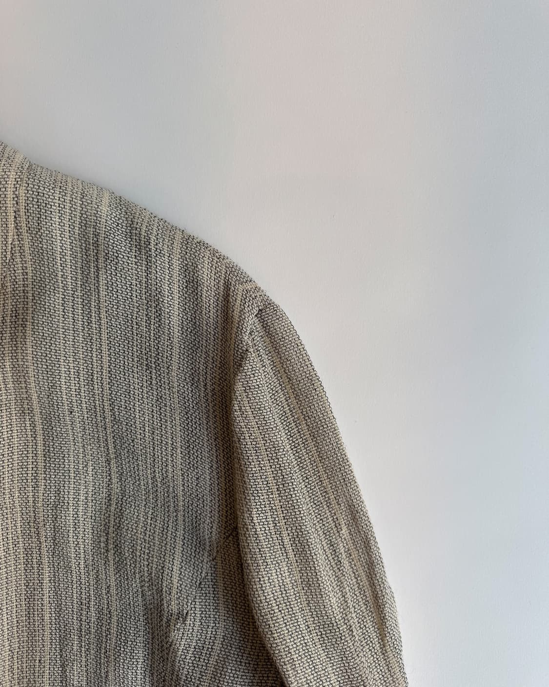 Vintage Striped Collarless Blazer 상품이미지4