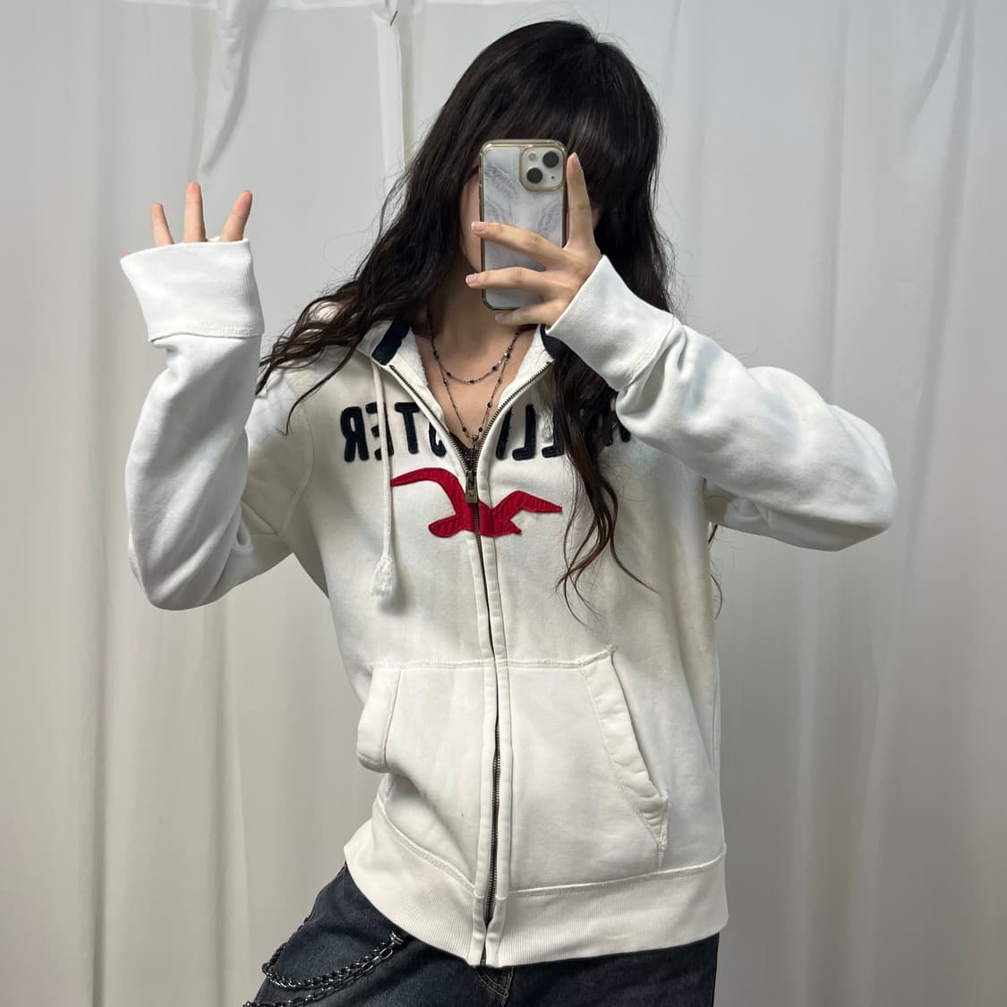 Hollister white hood zip-up 상품이미지2