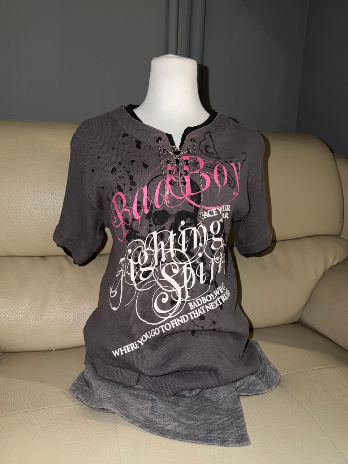 Bad boy layered collar chain point top 상품이미지1