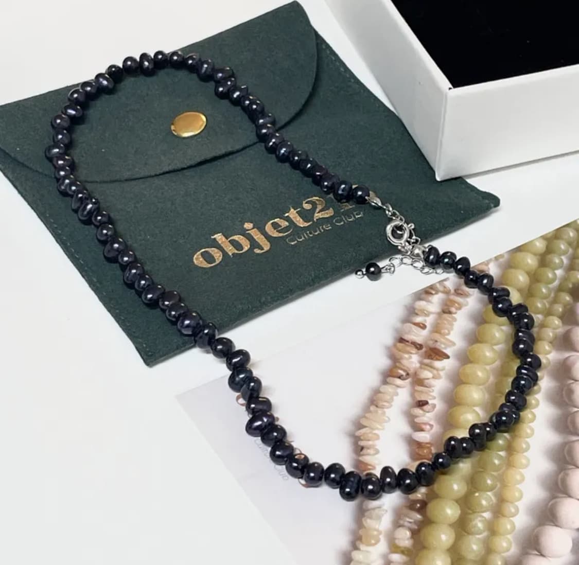 [새상품] 오브제213 클래식 블랙 펄 네크리스 진주 상품이미지2