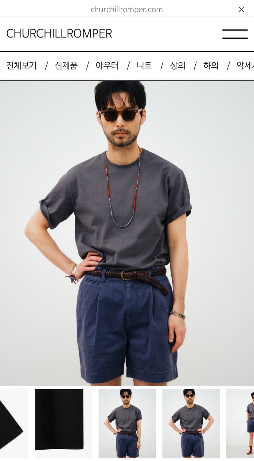 <새상품>처칠롬퍼 컴포트 티셔츠 블랙 L 상품이미지5