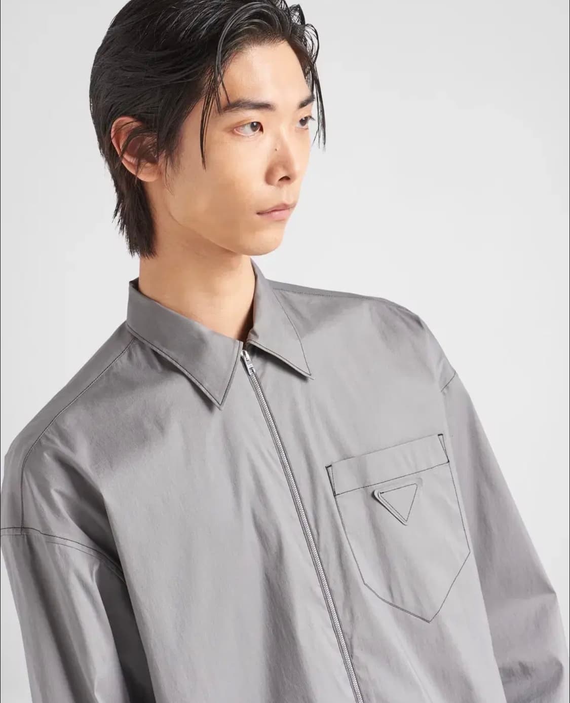 (새상품) 프라다 스트래치 코튼 셔츠 자켓 그레이 M 상품이미지1