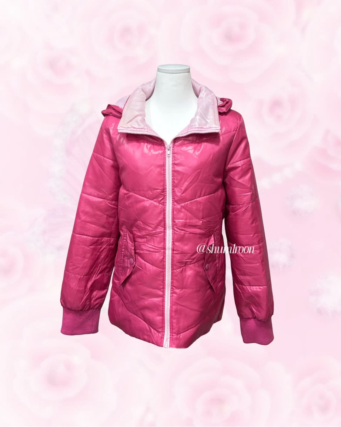 일본수입빈티지 갸루 체리쥬빌레 핑크 패딩 유광 상품이미지1