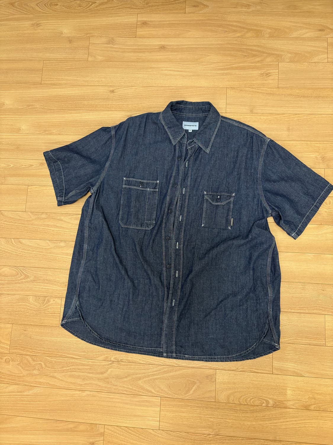 에스피오나지 샴브레이 셔츠 S/S Work Shirt Indigo 상품이미지1