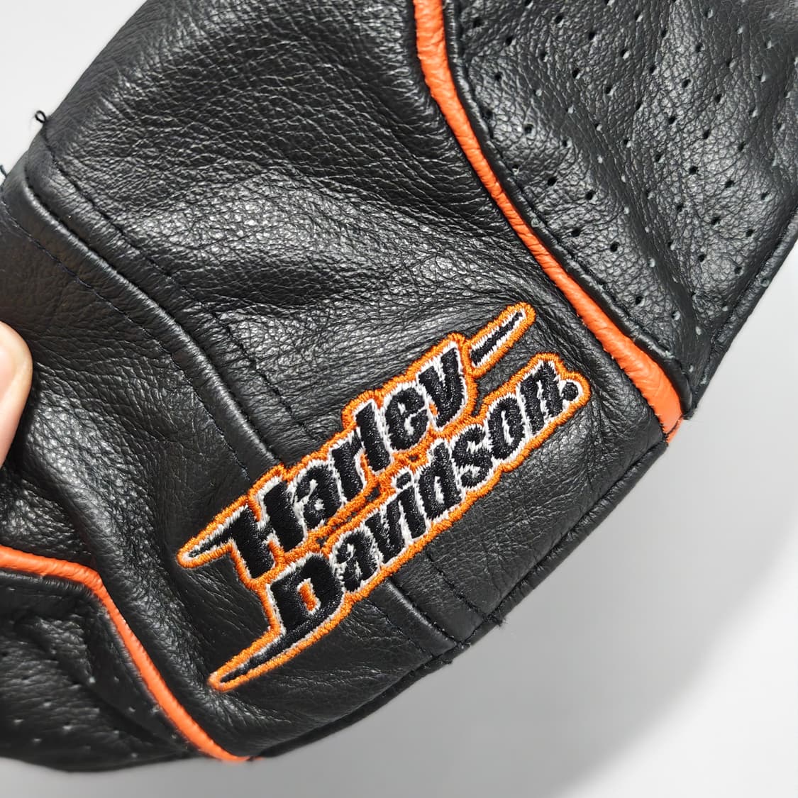 할리 데이비슨 백로고 자수 레더 헌팅캡 블랙 S 상품이미지6