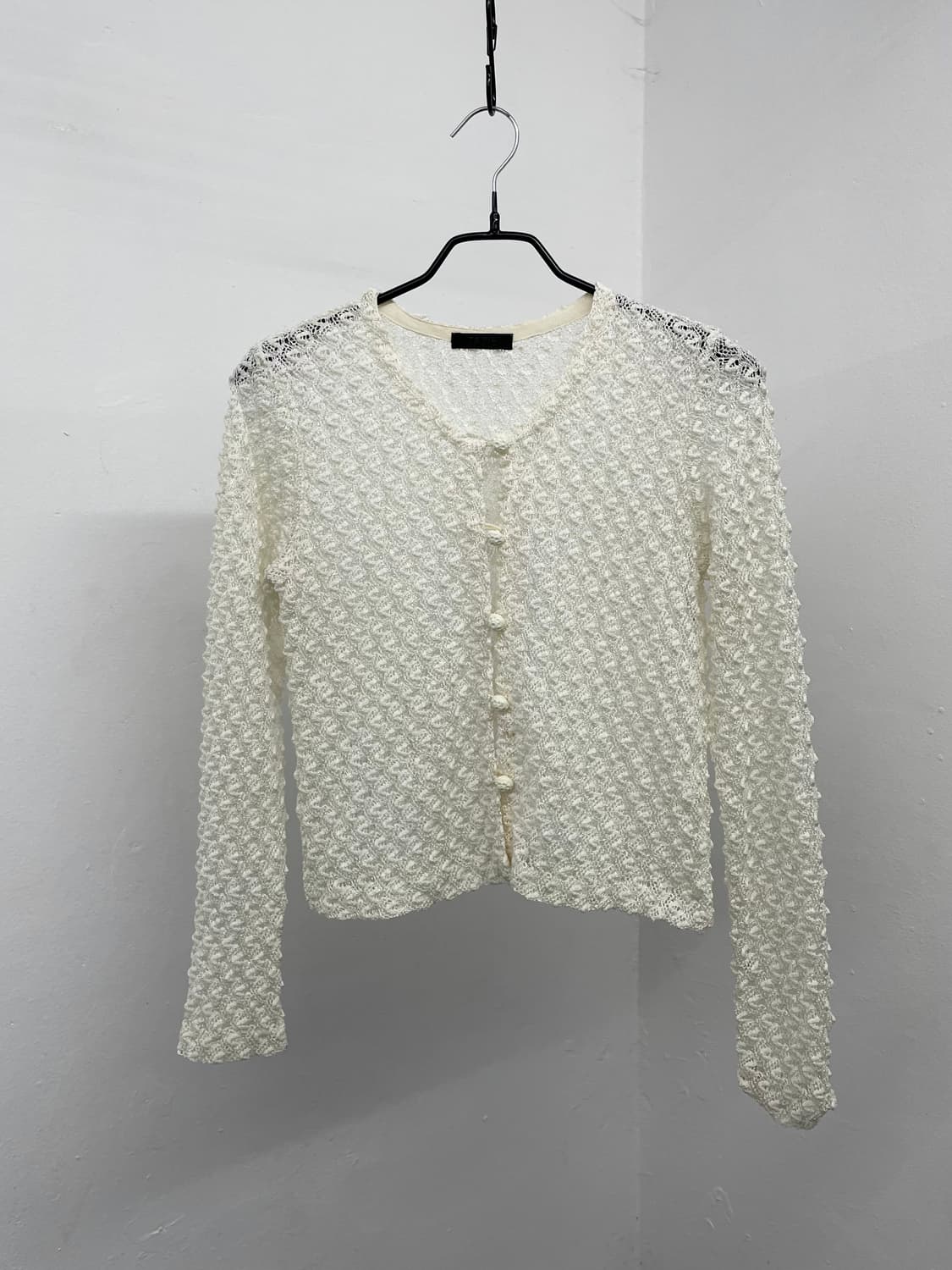 크림 짜임 버튼 가디건 상품이미지4