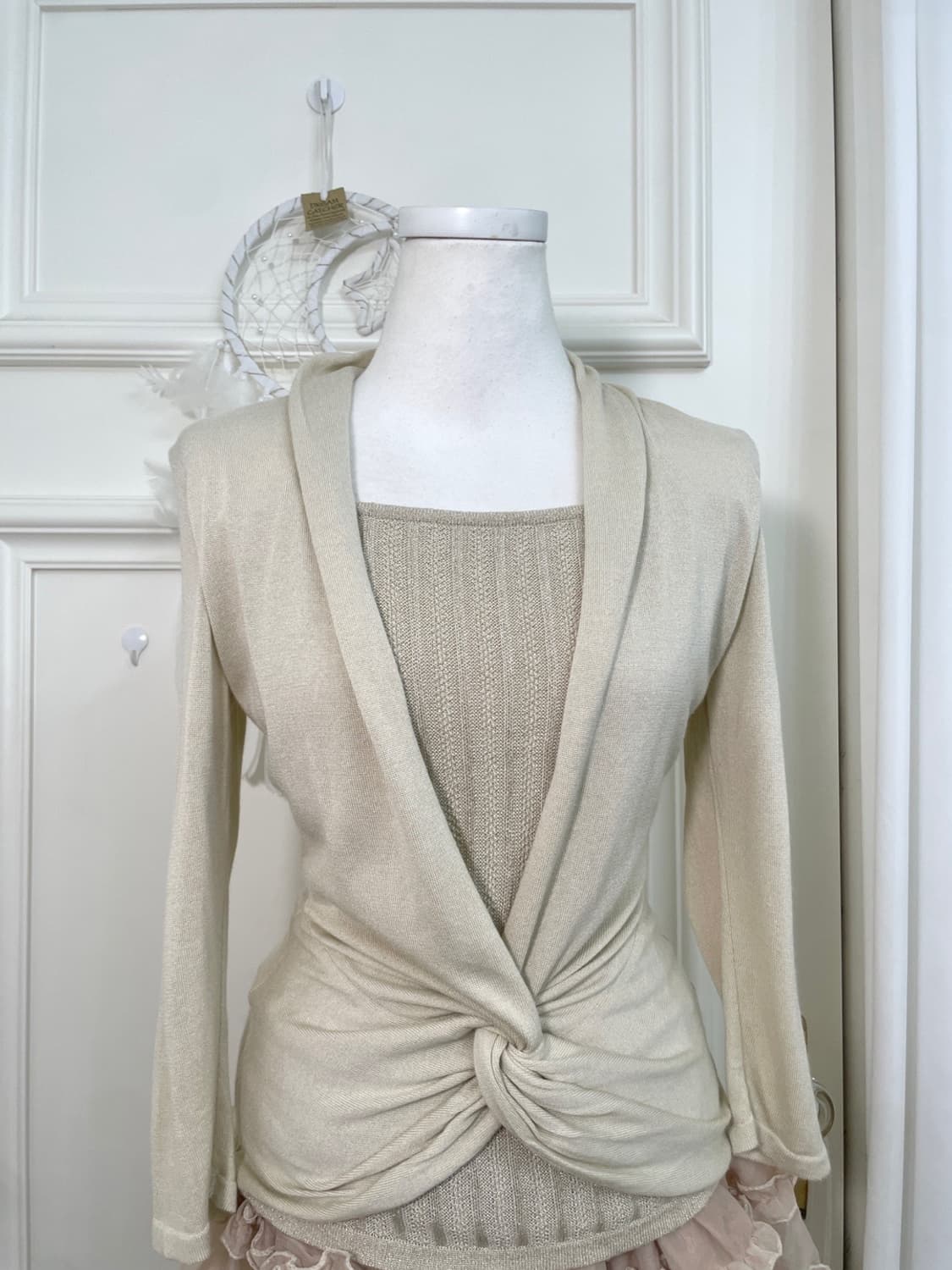 beige twist point glittet knit top 상품이미지5