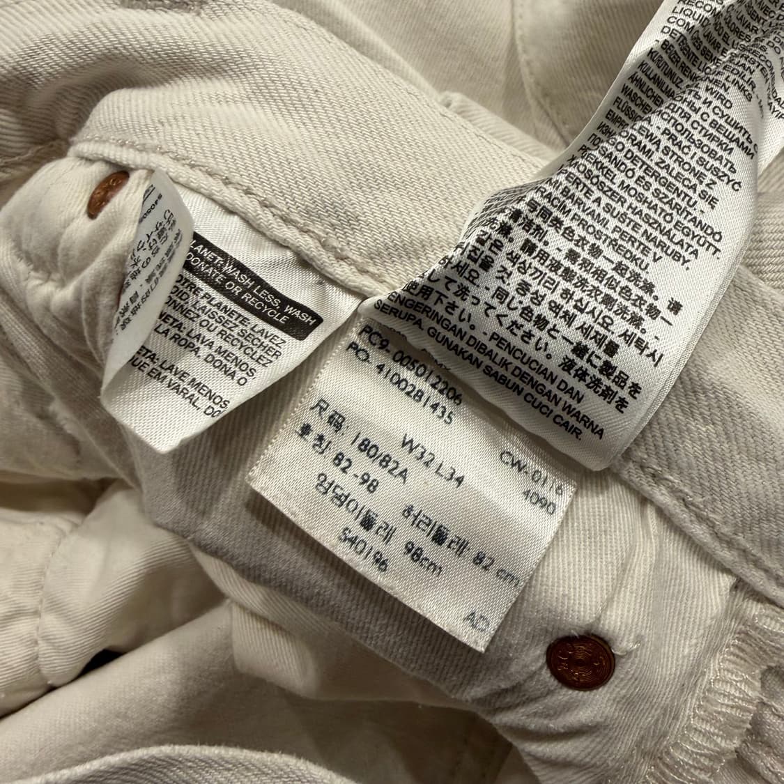 [32x34] 리바이스 501 화이트 데미지 워싱 면바지 B253 상품이미지9