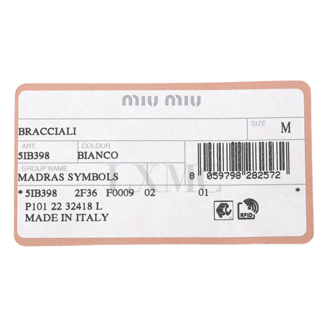 미우미우 크리스탈 로고 마드라스 팔찌 화이트 가죽팔찌 5IB398 상품이미지10