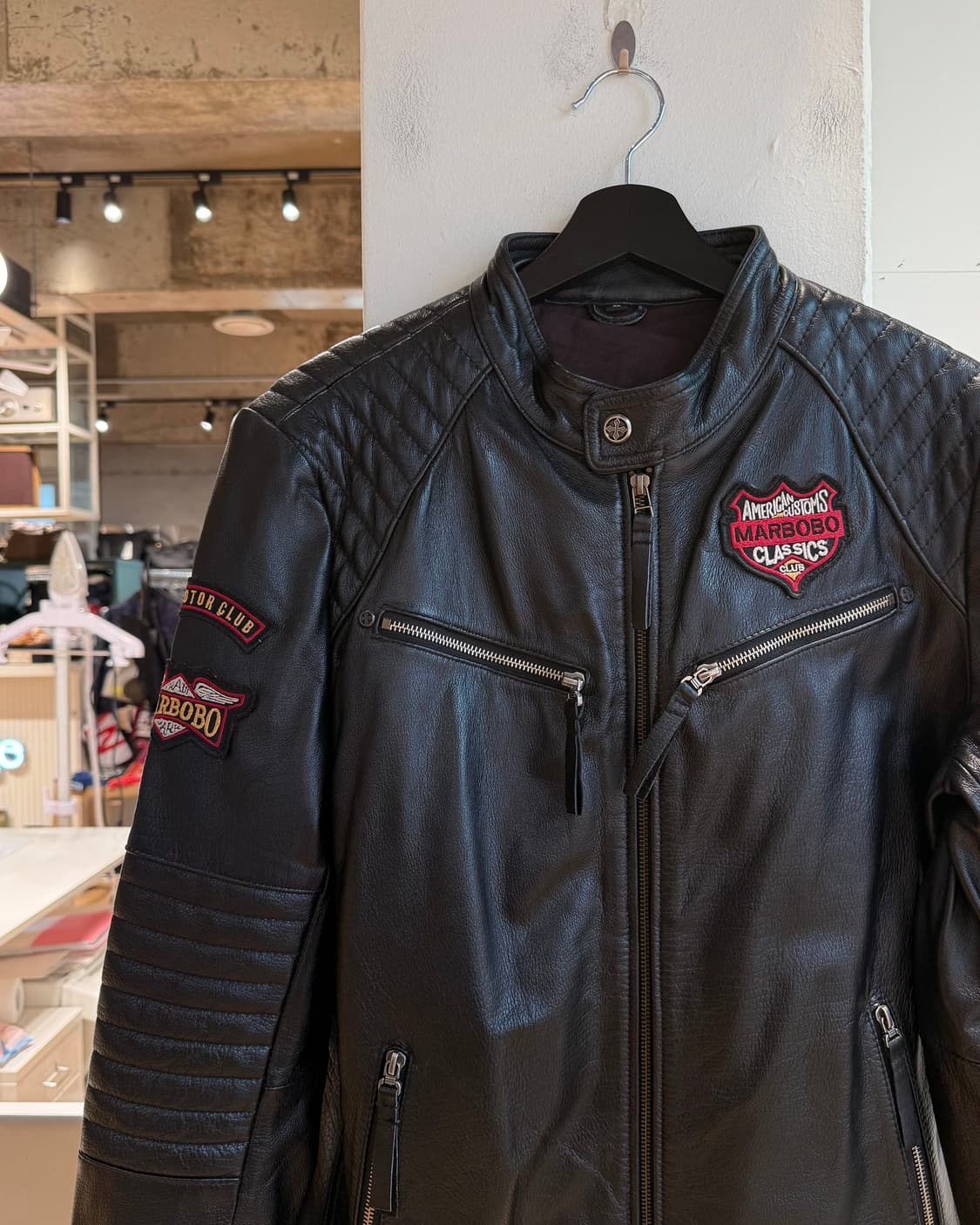 말보보 블랙 카우하인드 바이커 자켓  상품이미지4