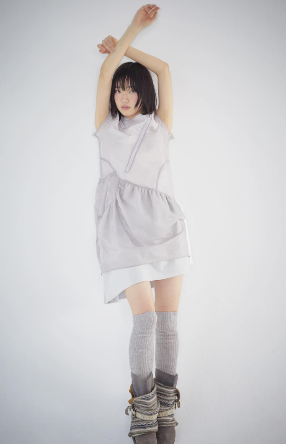 코이세이오 퍼프 셔링 원피스 퍼플 그레이 상품이미지2