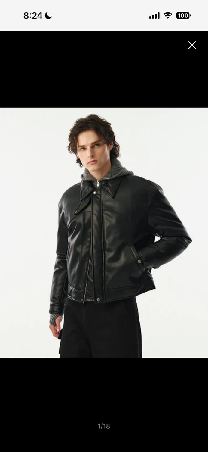 문선 구스다운 레더자켓 상품이미지1