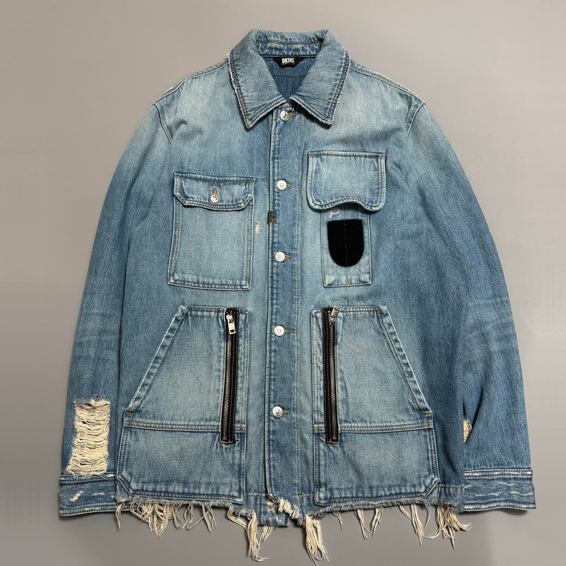 디젤(DIESEL) 라이트블루컬러 워시드 데님 디스트로이드 커버올 자켓 상품이미지10