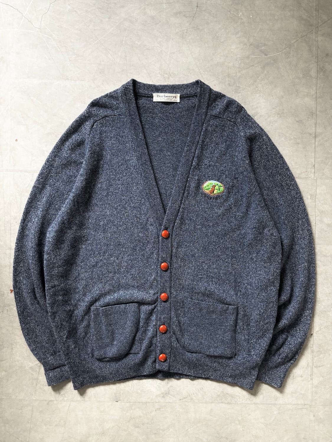 Burberry 버버리 자수로고 블루 브이넥 가디건 상품이미지5
