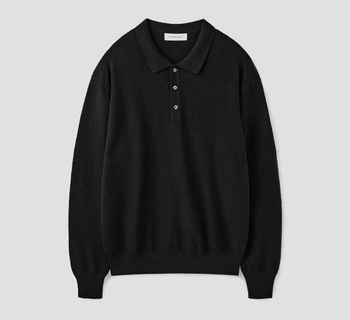 유니온블루 HARD TWIST TRIP POLO KNIT [BLACK] 상품이미지2