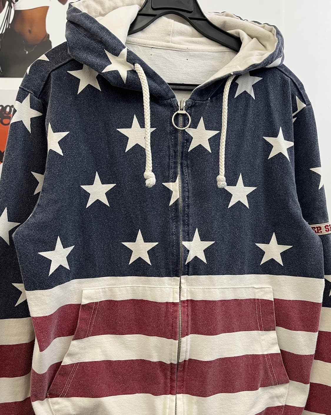 지프 00s USA 성조기 빈티지 워싱 후드집업 상품이미지6