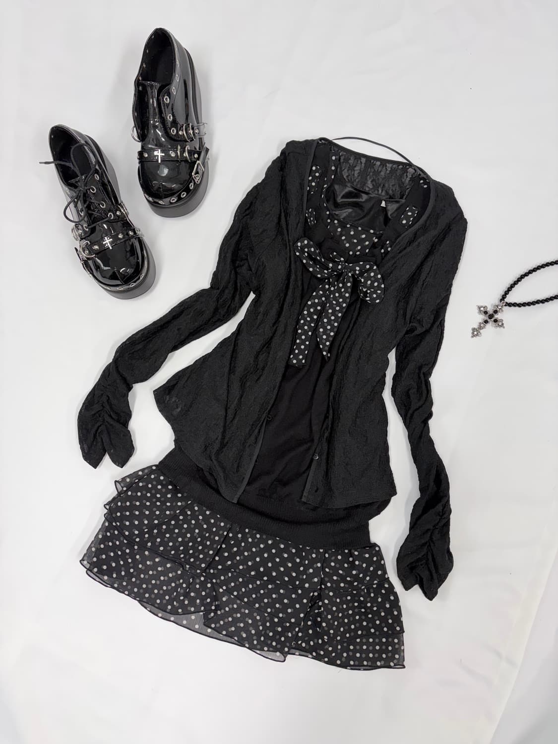 땡땡이 도트 코디 3pcs 공겜여주 큐트고스 상품이미지1